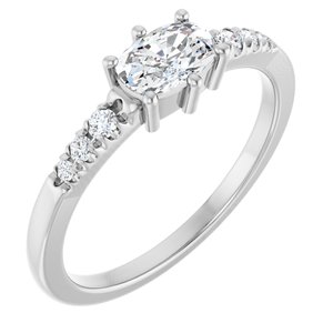 Sterling Silver 6x4 mm Elongated Cushion Ring Mounting