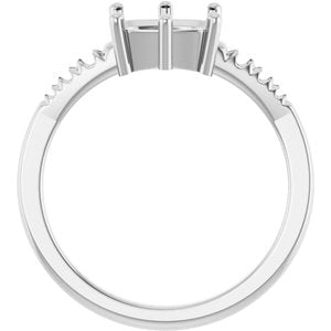 18K White Gold 8x6 mm Elongated Cushion Ring Mounting – image 4