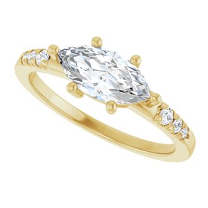 10K Yellow Gold 10x5 mm Marquise Ring Mounting – image 8