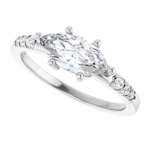 14K White Gold 10x5 mm Marquise Ring Mounting – image 8