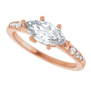 14K Rose Gold 10x5 mm Marquise Ring Mounting – image 8