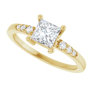 10K Yellow Gold 5x5 mm Square Ring Mounting – image 8