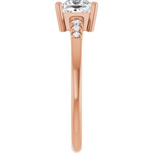 18K Rose Gold 5x5 mm Square Ring Mounting – image 7