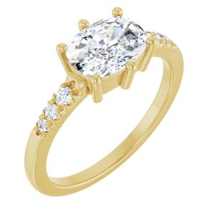 14K Yellow Gold 8x6 mm Elongated Cushion Ring Mounting