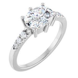 Platinum 8x6 mm Elongated Cushion Ring Mounting