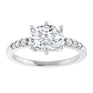 18K White Gold 8x6 mm Elongated Cushion Ring Mounting – image 5