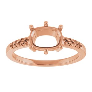 18K Rose Gold 8x6 mm Elongated Cushion Ring Mounting – image 6