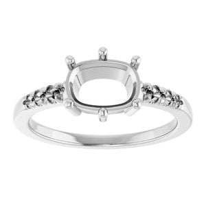 14K X1 White Gold 8x6 mm Elongated Cushion Ring Mounting – image 6