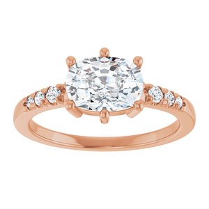 18K Rose Gold 8x6 mm Elongated Cushion Ring Mounting – image 5