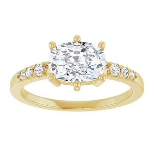10K Yellow Gold 8x6 mm Elongated Cushion Ring Mounting – image 5