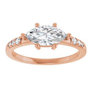 10K Rose Gold 10x5 mm Marquise Ring Mounting – image 5