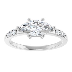 14K X1 White Gold 10x5 mm Marquise Ring Mounting – image 5