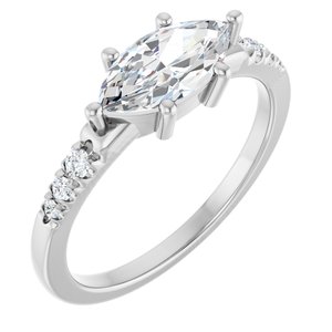 Platinum 10x5 mm Marquise Ring Mounting