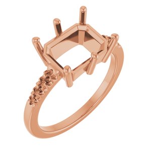 10K Rose Gold 10x8 mm Emerald Ring Mounting – image 2