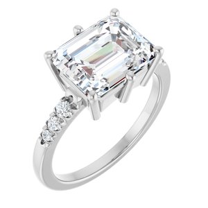 Continuum Sterling Silver 10x8 mm Emerald Ring Mounting
