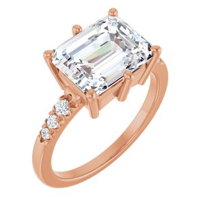 10K Rose Gold 10x8 mm Emerald Ring Mounting