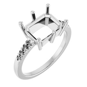 14K X1 White Gold 10x8 mm Emerald Ring Mounting – image 2