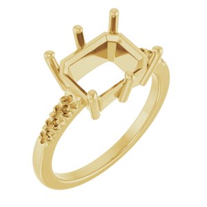18K Yellow Gold 10x8 mm Emerald Ring Mounting – image 2