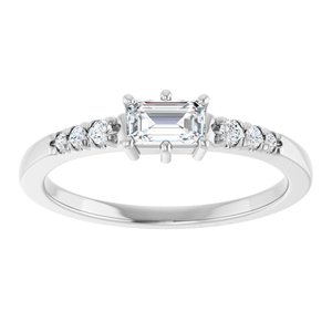18K White Gold 5x3 mm Emerald Ring Mounting – image 5