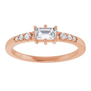 18K Rose Gold 5x3 mm Emerald Ring Mounting – image 5