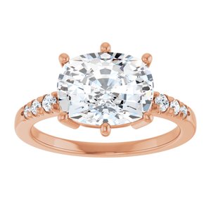 10K Rose Gold 10x8 mm Elongated Cushion Ring Mounting – image 5