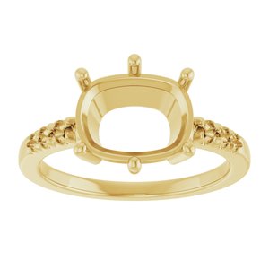 10K Yellow Gold 10x8 mm Elongated Cushion Ring Mounting – image 6