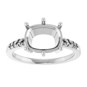 14K X1 White Gold 10x8 mm Elongated Cushion Ring Mounting – image 6