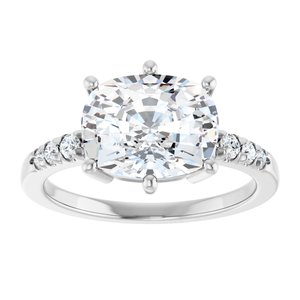 Platinum 10x8 mm Elongated Cushion Ring Mounting – image 5