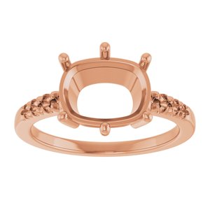 18K Rose Gold 10x8 mm Elongated Cushion Ring Mounting – image 6
