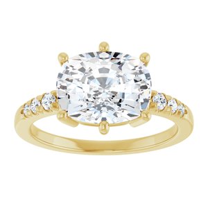 10K Yellow Gold 10x8 mm Elongated Cushion Ring Mounting – image 5