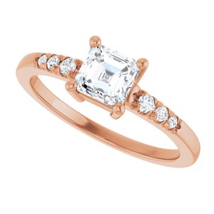 10K Rose Gold 5x5 mm Asscher Ring Mounting – image 8
