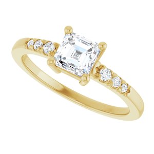 10K Yellow Gold 5x5 mm Asscher Ring Mounting – image 8