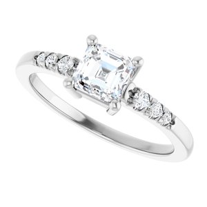 Platinum 5x5 mm Asscher Ring Mounting – image 8