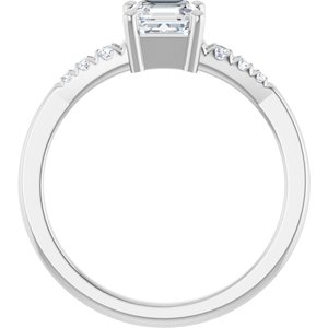 10K White Gold 5x5 mm Asscher Ring Mounting – image 3