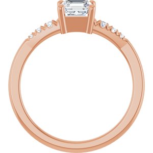 10K Rose Gold 5x5 mm Asscher Ring Mounting – image 3