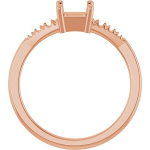 14K Rose Gold 5x5 mm Asscher Ring Mounting – image 4