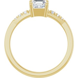 14K Yellow Gold 5x5 mm Asscher Ring Mounting – image 3