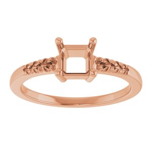 10K Rose Gold 5x5 mm Asscher Ring Mounting – image 6