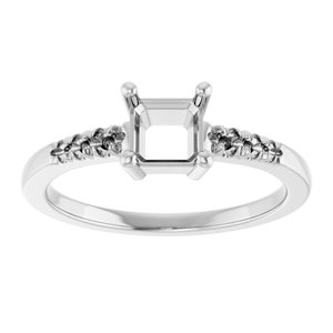 18K White Gold 5x5 mm Asscher Ring Mounting – image 6