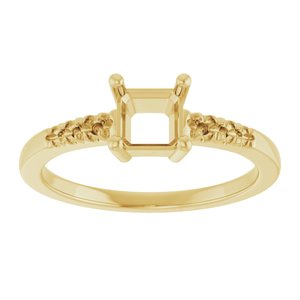 14K Yellow Gold 5x5 mm Asscher Ring Mounting – image 6