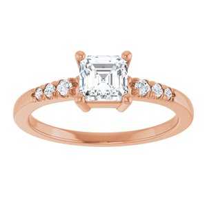 14K Rose Gold 5x5 mm Asscher Ring Mounting – image 5