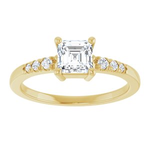 10K Yellow Gold 5x5 mm Asscher Ring Mounting – image 5