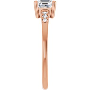 14K Rose Gold 5x5 mm Asscher Ring Mounting – image 7