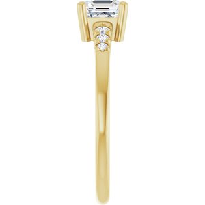 10K Yellow Gold 5x5 mm Asscher Ring Mounting – image 7