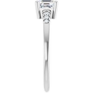 14K White Gold 5x5 mm Asscher Ring Mounting – image 7