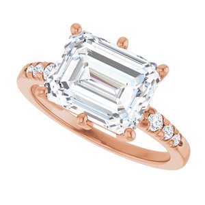 10K Rose Gold 10x8 mm Emerald Ring Mounting – image 8