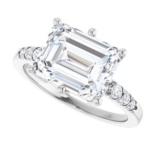 18K White Gold 10x8 mm Emerald Ring Mounting – image 8