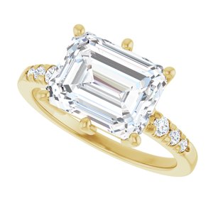 18K Yellow Gold 10x8 mm Emerald Ring Mounting – image 8