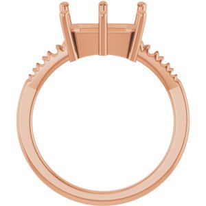 10K Rose Gold 10x8 mm Emerald Ring Mounting – image 4