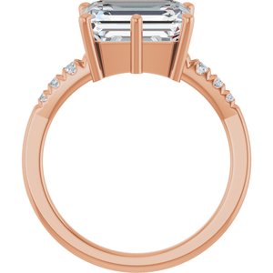 10K Rose Gold 10x8 mm Emerald Ring Mounting – image 3